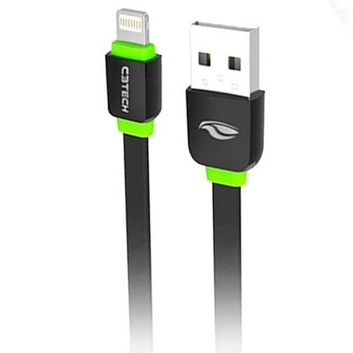 cabo lightning 2.0 am 8 pinos x usb 1m preto cb-110bk c3tech